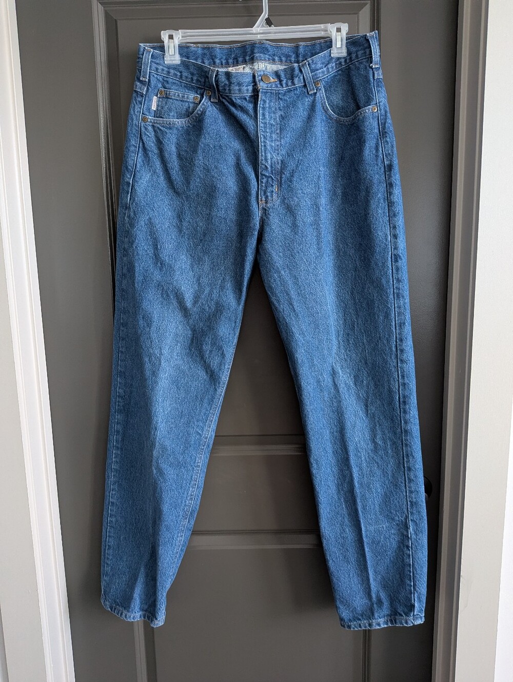 Carhartt Men’s Straight Leg Relaxed Fit Jeans in Mid Blue Denim
